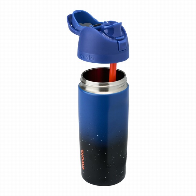 butelki na wodę owala freesip 16oz dla dzieci niebiesko-czarne